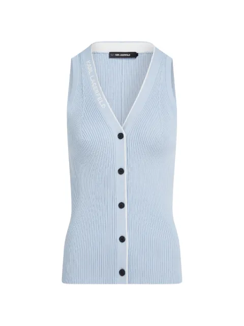 Karl Lagerfeld logo-detail sleeveless cardigan Blue B2W180141QV