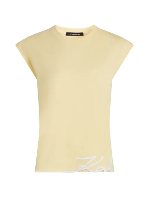 Karl Lagerfeld signature-hem tank top Yellow B2W170181LD