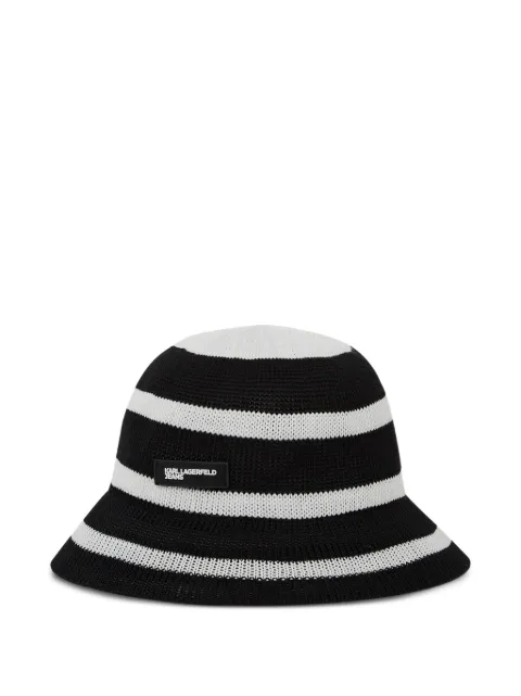 Karl Lagerfeld Jeans stripes knitted bucket hat Black B2W330052LV