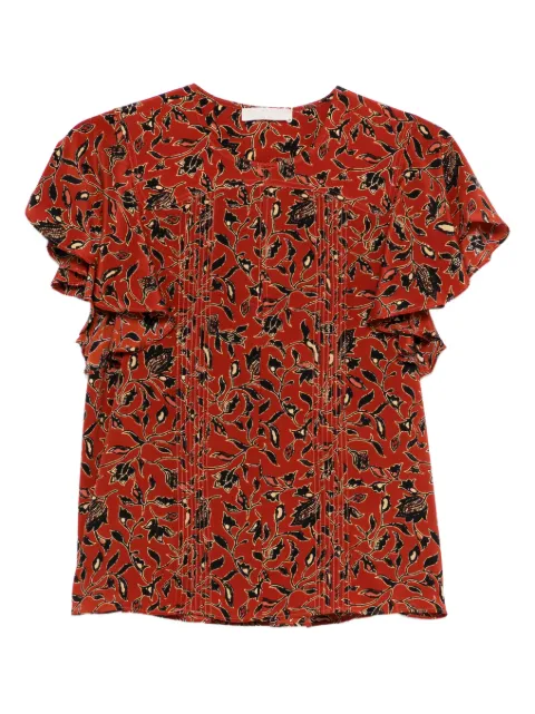 Ulla Johnson Adoni floral ruffled top Red PS260242