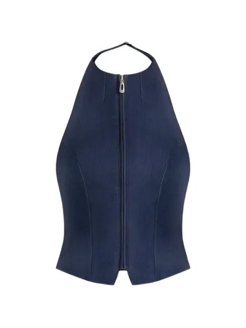 Manière De Voir Claudette halterneck backless top Blue WMN42232