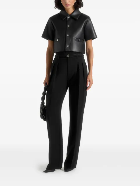 Manière De Voir Dory leather cropped shirt Black WMN4501