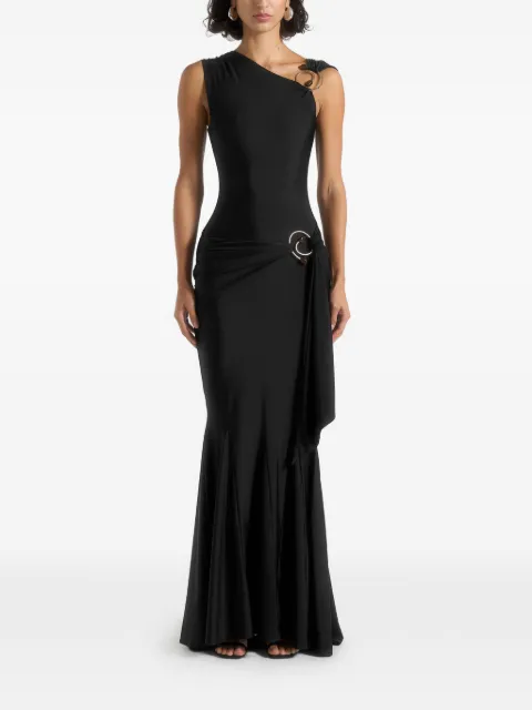 Manière De Voir Rania asymmetric draped maxi dress Black WMN4491