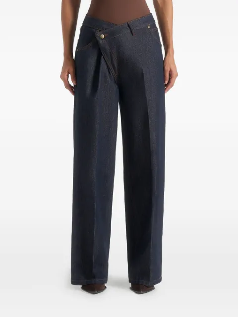 Manière De Voir Astrid wrapover denim wide leg jeans Blue WMN4123
