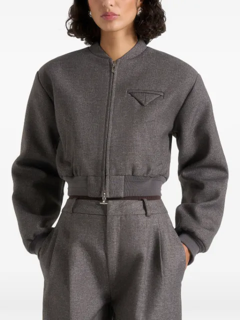 Manière De Voir Monique suede wide shoulder bomber jacket Grey WMN4134