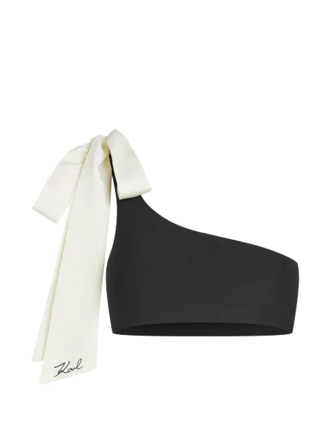 Karl Lagerfeld bow-detail one-shoulder bikini top Black B2W46027999