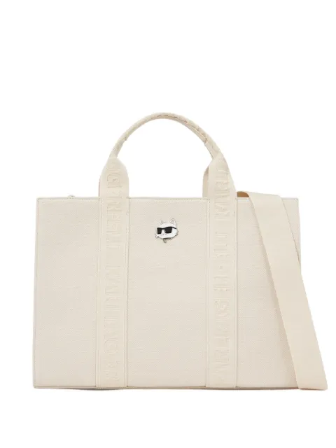 Karl Lagerfeld medium Ikon Choupette square tote bag Neutrals B2W50090110
