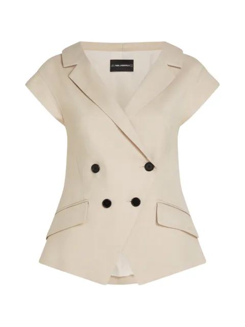 Karl Lagerfeld short-sleeve double-breasted top Neutrals B2W140082FT
