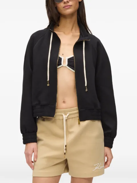 Karl Lagerfeld logo-detail zip-up sweatshirt Black B2W20011999