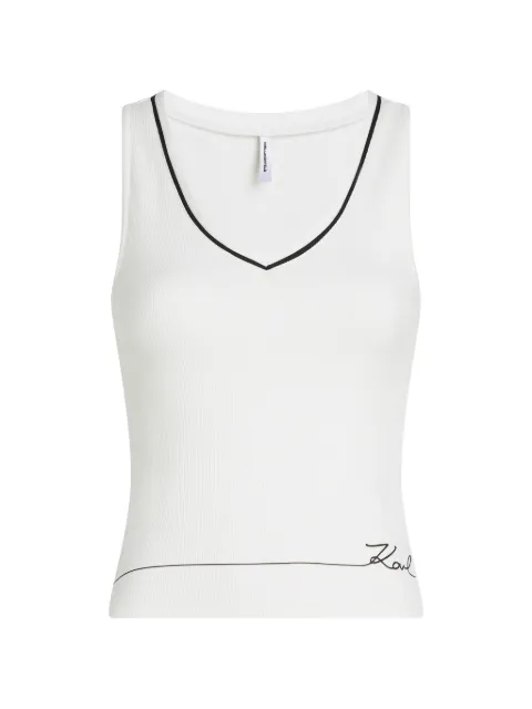 Karl Lagerfeld V-neck signature lounge tank top White B2W44008B09