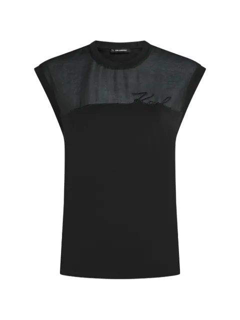 Karl Lagerfeld signature organza tank top Black B2W17019999
