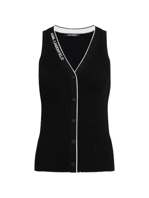 Karl Lagerfeld logo-detail V-neck knit top Black B2W18014998