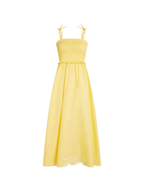 Karl Lagerfeld K/Signature maxi bow-detail sheer dress Yellow A2W460092IG