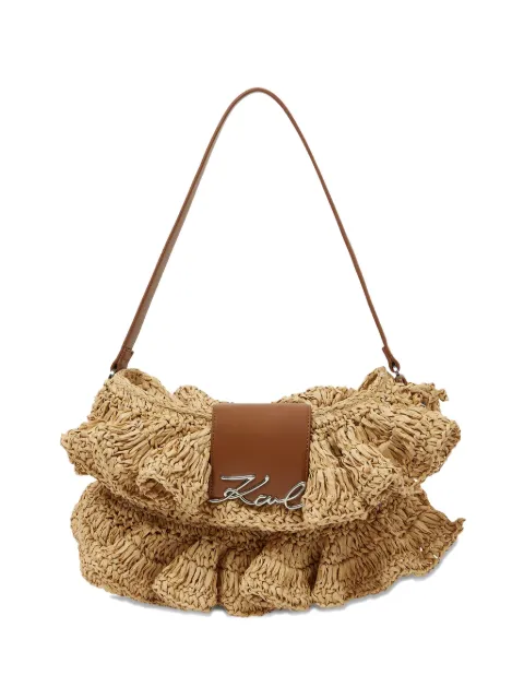 Karl Lagerfeld raffia ruffle shoulder bag Neutrals B2W301041AN