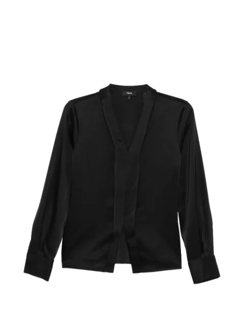 Theory seam satin blouse Black P1009502