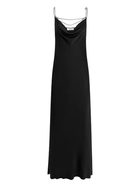 Rabanne chain strap satin slip dress Black 26PCRO028PO0336098