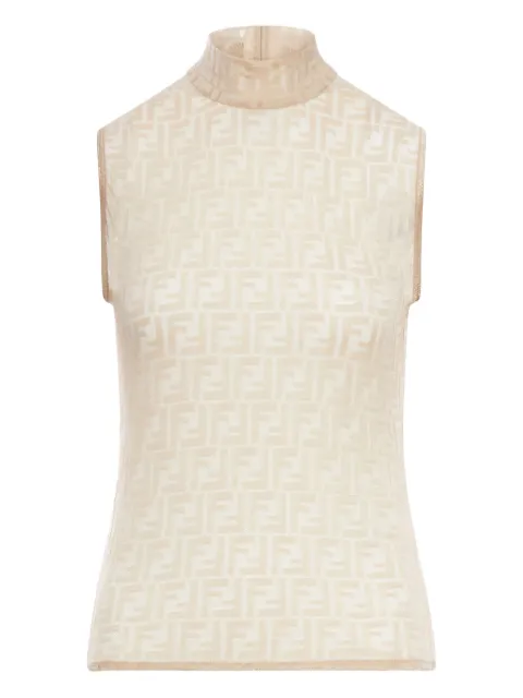 FENDI logo-pattern sleeveless top Neutrals FS9763AW8KF1UKB