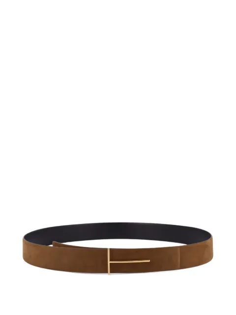 TOM FORD suede T-buckle belt Neutrals TB331LCL504GEBU