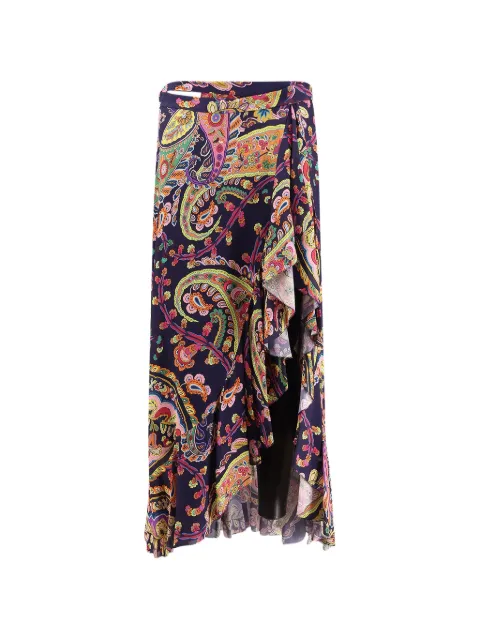 ETRO ruffled paisley skirt Blue WRFA017699SA4E4X0884