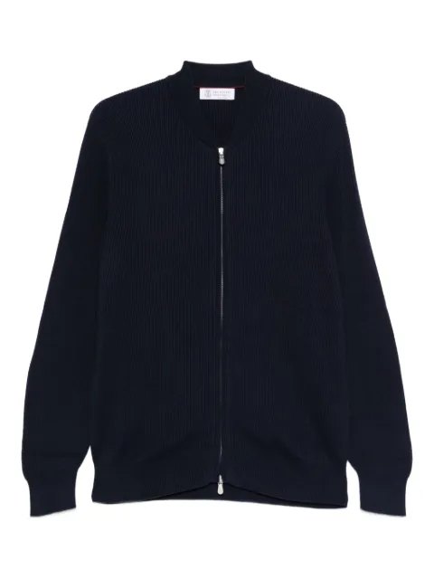Brunello Cucinelli zip ribbed sweater Blue M29400006CW425