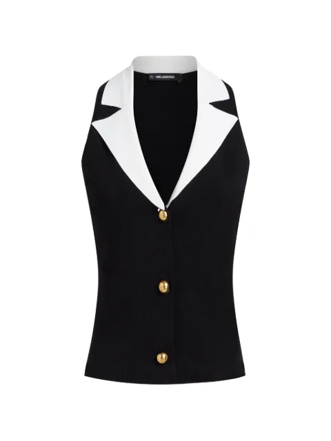 Karl Lagerfeld V-neck button top Black B2W18001998