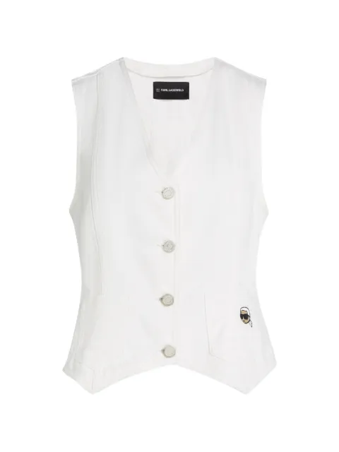 Karl Lagerfeld Ikon logo-embroidered waistcoat White B2W14037461