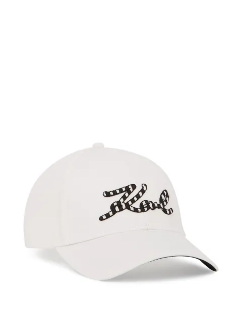 Karl Lagerfeld Signature striped-logo cap White B2W33021101