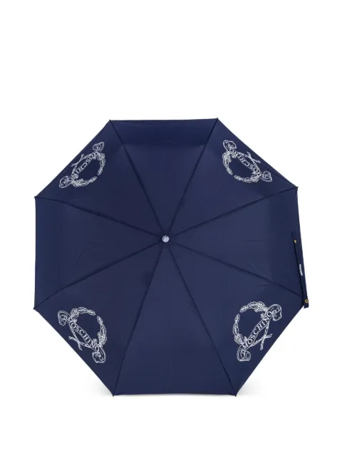 Moschino logo-detail graphic-print umbrella Blue 8981OPENCLOSEF