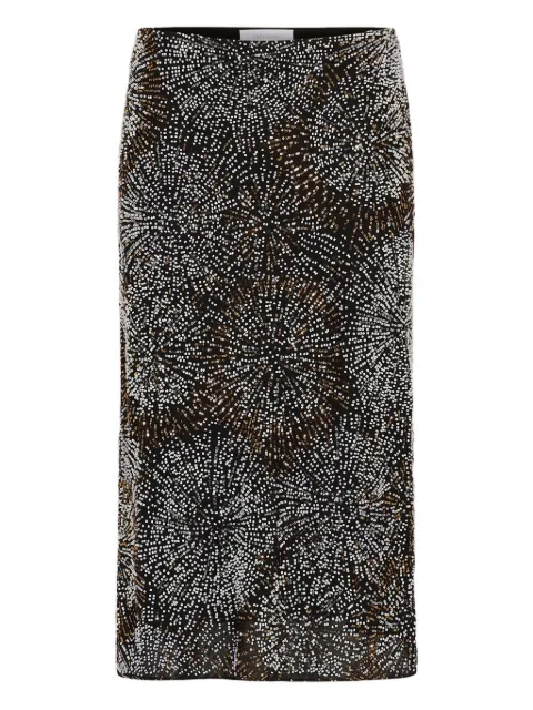 Rabanne crepe embroidered pearl skirt Black 26PCJU153PO0409