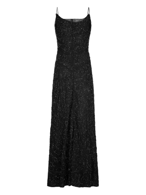 Rabanne thin straps pearl embroidery dress Black 26PCRO222PO0409