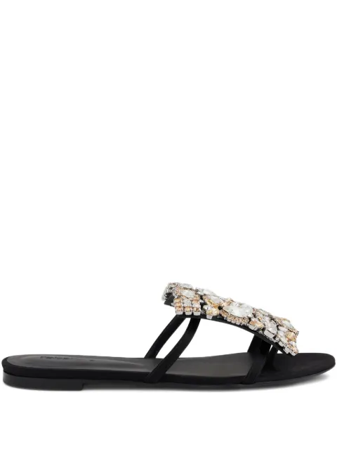 Rabanne crystal-embellished flat sandals Black 26PHH0139NAT065