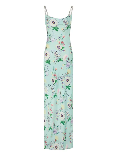 Rabanne floral-print chain-detail maxi dress Green 26PCRO028PO0337