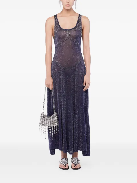 Rabanne flared hotfix knit dress Blue 26PMRO249ML0338