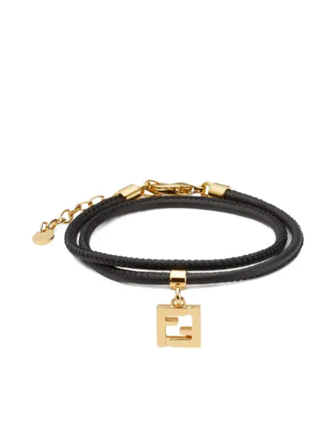 FENDI FF-motif leather bracelet Black 8AL293AH9W
