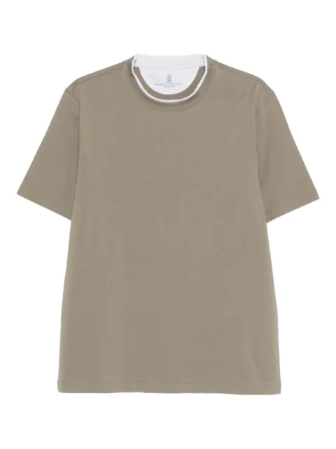 Brunello Cucinelli cotton jersey crew neck T-shirt with faux-layering Green M0B137427CUX24