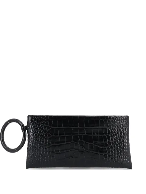 TOM FORD crocodile-effect ring-handle clutch bag Black L1925LCL607P