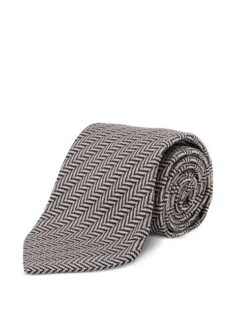 TOM FORD herringbone silk tie Silver STE001S0245TAA