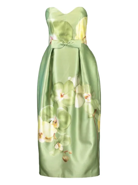 Aston Studio Sophia bow floral dress Green AS42530MEADOWPHALAE