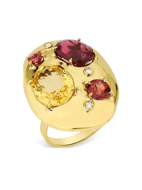 Carol Kauffmann 18K yellow gold rubellite and citrine rocks ring Gold ANRF02
