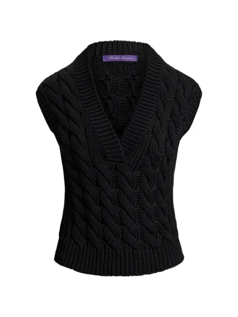 Ralph Lauren Collection V-neck cable-knit top Black 290P13041001