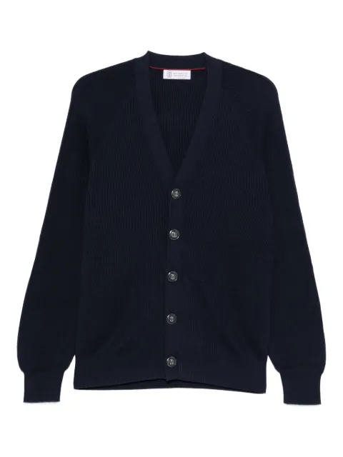 Brunello Cucinelli cotton English Rib cardigan with raglan sleeves Blue M29400116CW425