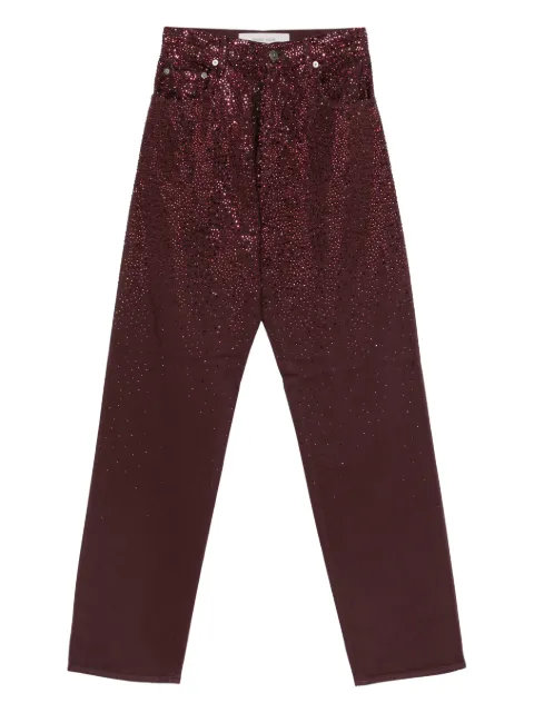 Golden Goose jeans in burgundy denim with gradient crystals Red GWP00844P002407