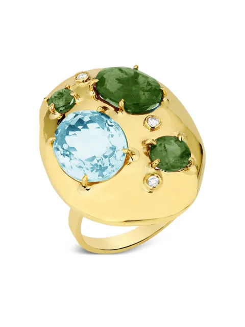 Carol Kauffmann 18K yellow gold tourmaline topaz and diamond ring Gold ANRF01