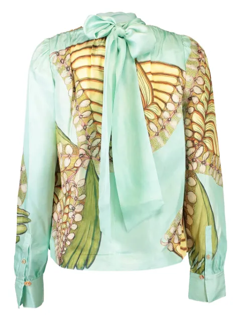 Ulla Johnson tie-neck ornament blouse Green PS260249WABLO