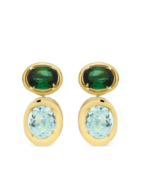 Carol Kauffmann 18K yellow gold Rock Class tourmaline and blue topaz earrings Gold BRRCL02