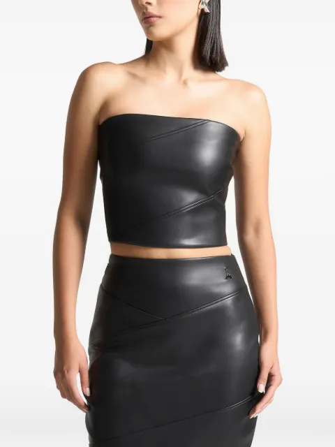 Manière De Voir Evie bandeau leather corset top Black WMN3918