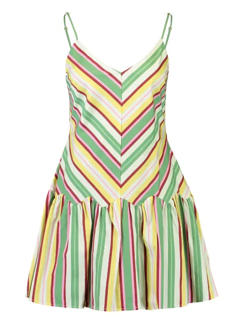 Aston Studio Agatha striped ruffled mini dress Green AS42559MEADOWSTRIPE