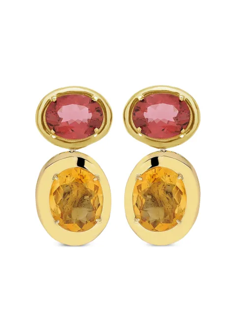 Carol Kauffmann 18K yellow gold tourmaline and citrine earrings Gold BRRCL01