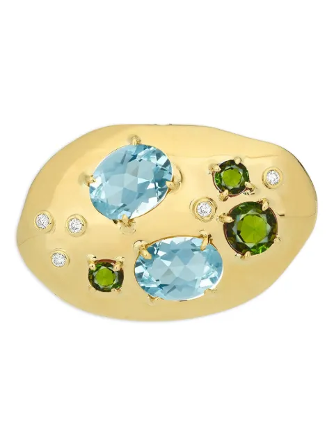 Carol Kauffmann 18K yellow gold Flinstone tourmaline topaz and diamonds pendant Gold PGR01