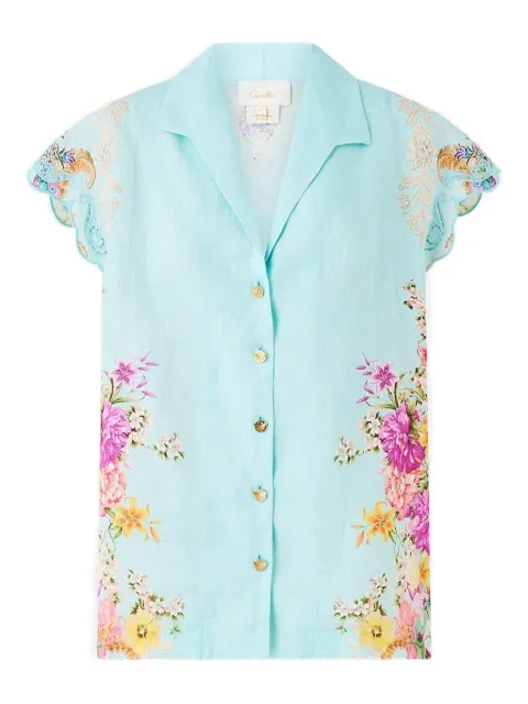 Camilla button floral blouse Blue 00038458BAZABLOM
